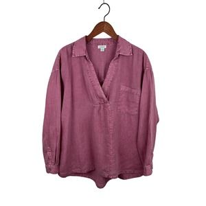 Sundance LAURA Linen Popover V-Neck Shirt